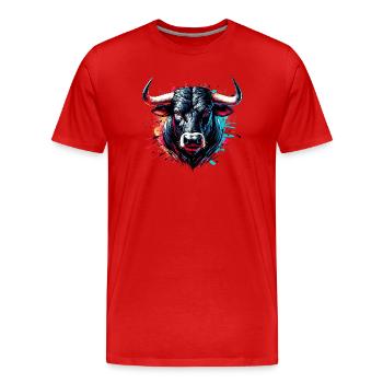 Stier - Männer Premium Bio T-Shirt - Rot - Vorne - Damien (186cm)