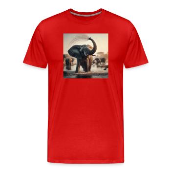 Elephants in the jungle - Men's Premium Organic T-Shirt - red - Front - Damien (186cm)