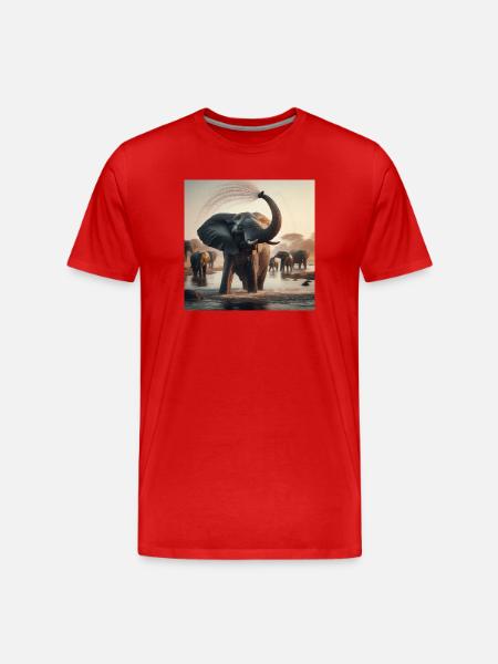 Elefanten im Dschungel - Männer Premium Bio T-Shirt - Rot