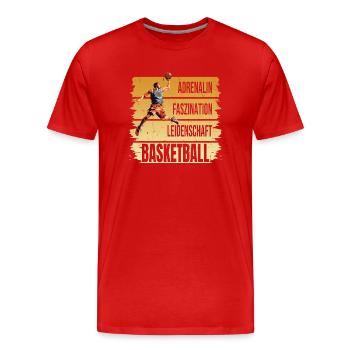 Adrenalin - Faszination - Leidenschaft -Basketball - Männer Premium Bio T-Shirt - Rot - Vorne - Damien (186cm)