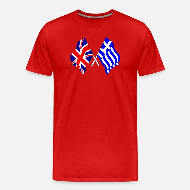 Drapeau Angleterre, drapeau Grèce - T-shirt bio Premium Homme - rouge