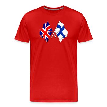 Drapeau Angleterre, drapeau Finlande - T-shirt bio Premium Homme - rouge - Devant - Damien (186cm)