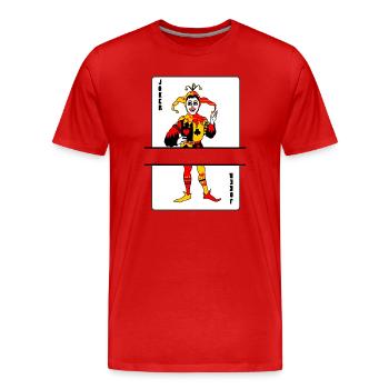Playing Card Joker banner - Men's Premium Organic T-Shirt - red - Front - Damien (186cm)