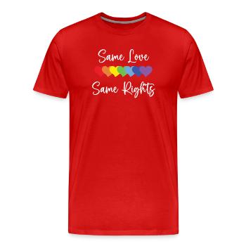 LGBTQ Pride Month - Gleiche Liebe, gleiche Rechte - Männer Premium Bio T-Shirt - Rot - Vorne - Damien (186cm)