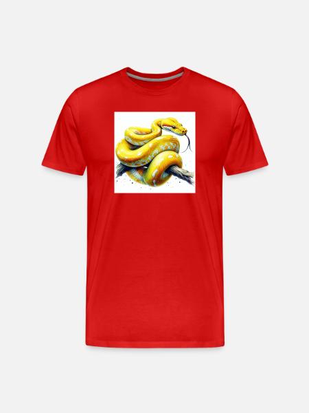 Gelbe Python - Männer Premium Bio T-Shirt - Rot