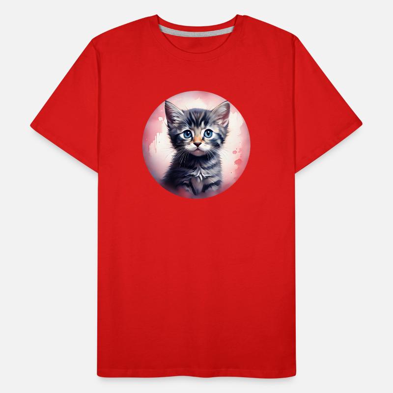 Kätzchen im Pinken Aquarell Männer Premium Bio T-Shirt