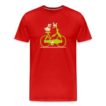 HÜHNERSTALL HÜHNER - FAHRRAD - Männer Premium Bio T-Shirt - Rot - Vorne - Damien (186cm)
