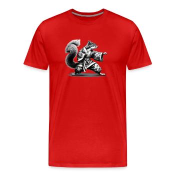 Eichhörnchen mit Kimono in einer Kung Fu Stellung - Männer Premium Bio T-Shirt - Rot - Vorne - Damien (186cm)