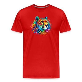 Guépard - T-shirt bio Premium Homme - rouge - Devant - Damien (186cm)