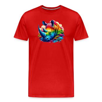 Rhinoceros - Men's Premium Organic T-Shirt - red - Front - Damien (186cm)