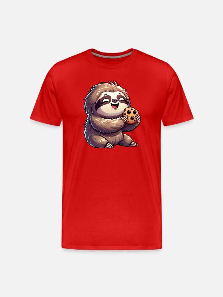 Sloth Cute Biscuit Cookie Delight - Men's Premium Organic T-Shirt - red
