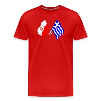Flag Poland, flag Greece - Men's Premium Organic T-Shirt - red - Front - Damien (186cm)