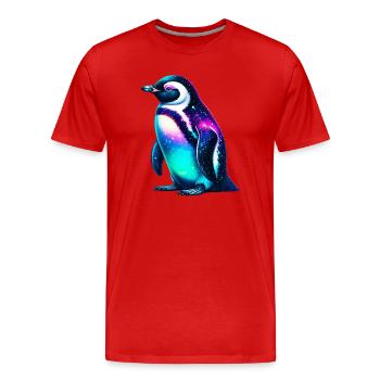 Aurora Borealis Pinguin - Männer Premium Bio T-Shirt - Rot - Vorne - Damien (186cm)