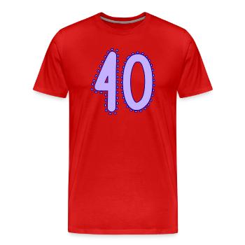 40. 40 ANS. 40e ANNIVERSAIRE. ANNIVERSAIRE 40 ANS. - T-shirt bio Premium Homme - rouge - Devant - Damien (186cm)