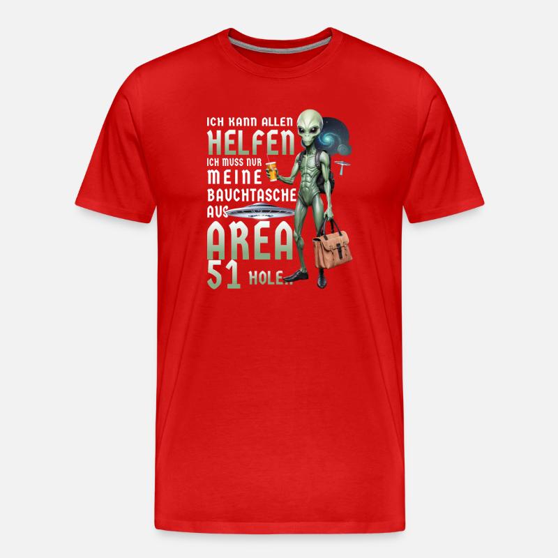 Lustige Alien - Männer Premium Bio T-Shirt - Rot