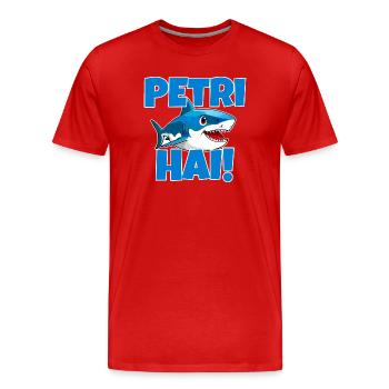 Petri Hai, Petri Heil Pêcheur Glück - T-shirt bio Premium Homme - rouge - Devant - Damien (186cm)