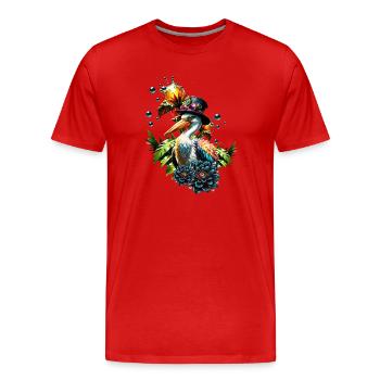 Lustiger Pelikan mit Steampunk Hut - Männer Premium Bio T-Shirt - Rot - Vorne - Damien (186cm)