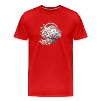 Panier somptueusement rempli de fleurs pastel - T-shirt bio Premium Homme - rouge - Devant - Damien (186cm)