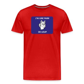 Ich bin hungrig wie ein Wolf - Männer Premium Bio T-Shirt - Rot - Vorne - Damien (186cm)