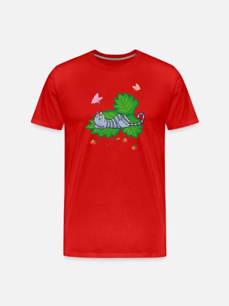 Erdbeerzeit, Naschkatze - Männer Premium Bio T-Shirt - Rot