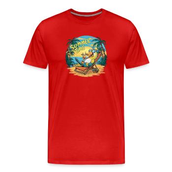 Un joyeux perroquet sous le soleil - T-shirt bio Premium Homme - rouge - Devant - Damien (186cm)