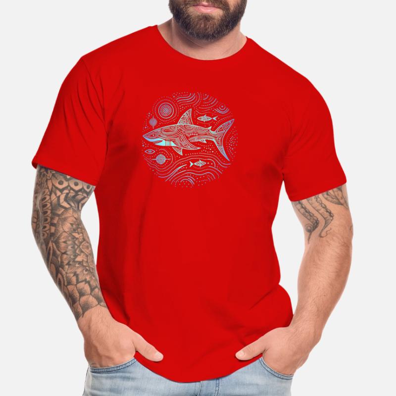 Shark Aboriginal Patterns Australia Shades Blue Men's Premium Organic T-Shirt