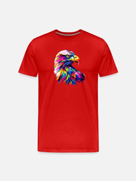 Adelaar Pop Art Heldere Kleuren Steenarend Zeearend Zeearend - Mannen premium biologisch T-shirt - rood