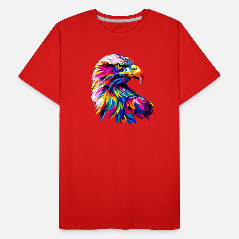 Aigle Pop Art Couleurs vives Aigle royal Pygargue à queue blanche T-shirt bio Premium Homme