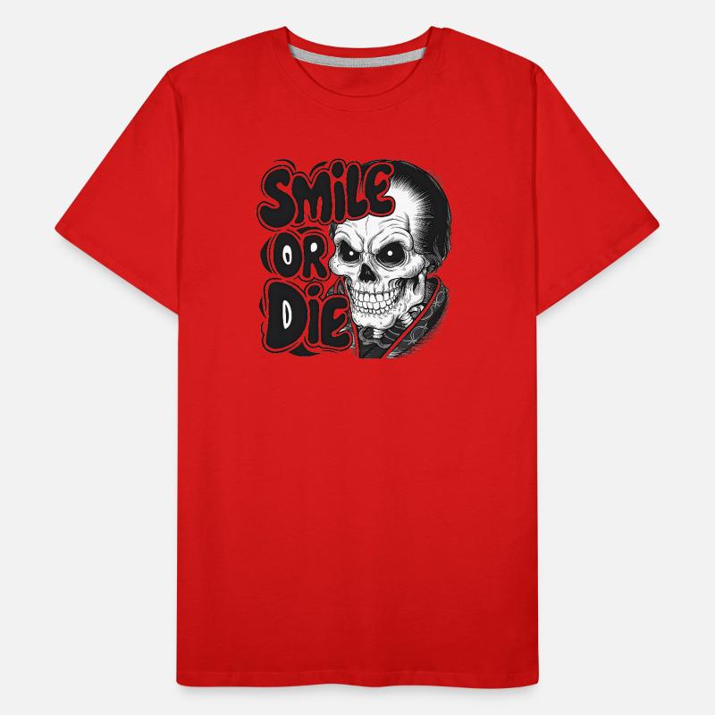 Vampirskelett mit Text Lächeln oder Sterben Männer Premium Bio T-Shirt