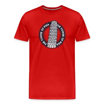 Emblème de l’insigne de la tour de Pise - T-shirt bio Premium Homme - rouge - Devant - Damien (186cm)