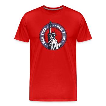 Statue of Liberty Roundel NYC - Men's Premium Organic T-Shirt - red - Front - Damien (186cm)