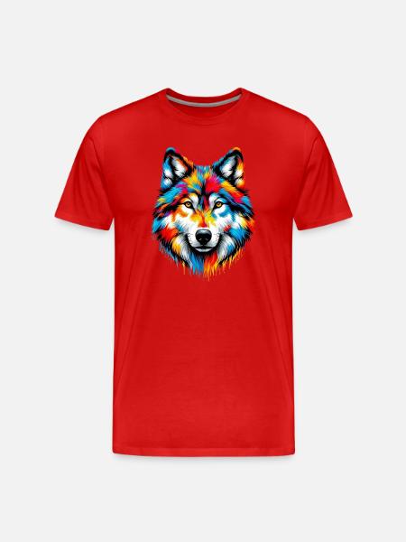 Wolf - Men's Premium Organic T-Shirt - red