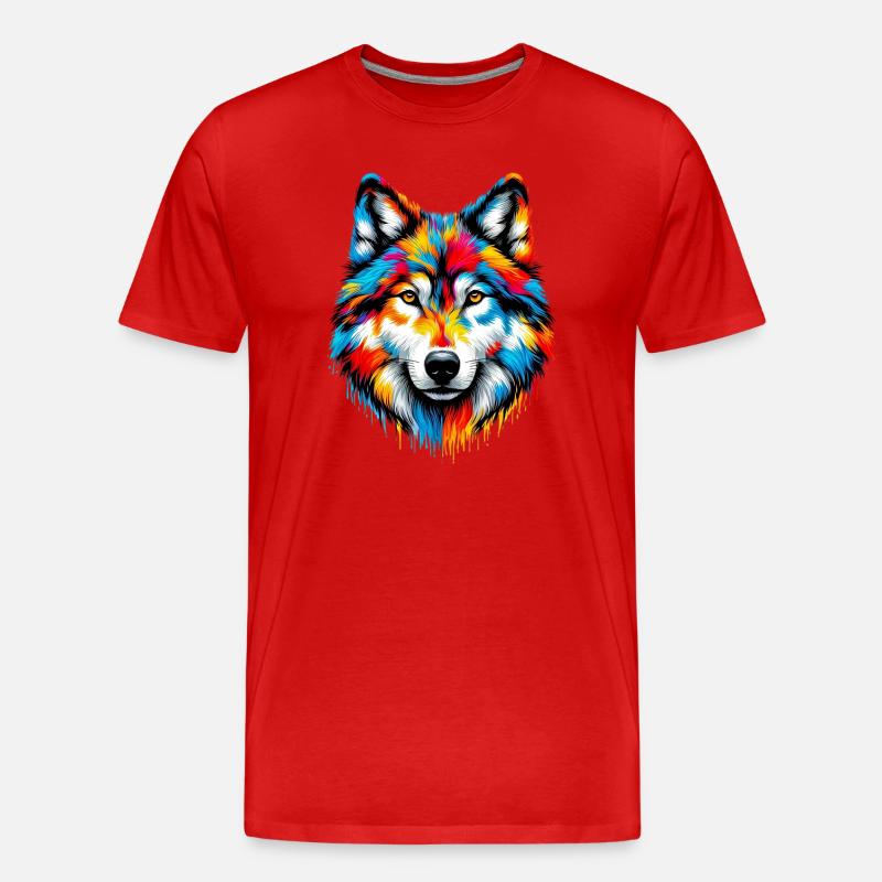 Wolf - Männer Premium Bio T-Shirt - Rot