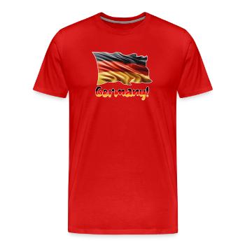 Deutschlandfahne mit Germany-Schriftzug - Männer Premium Bio T-Shirt - Rot - Vorne - Damien (186cm)