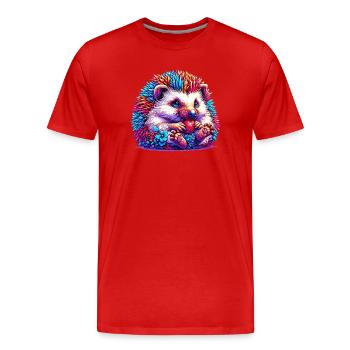 Igel - Männer Premium Bio T-Shirt - Rot - Vorne - Damien (186cm)