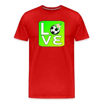 ICH LIEBE ES, FUSSBALL ZU SPIELEN - Männer Premium Bio T-Shirt - Rot - Vorne - Damien (186cm)