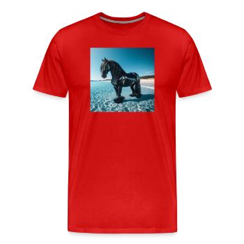 Cheval dans l’eau - T-shirt bio Premium Homme - rouge - Devant - Damien (186cm)