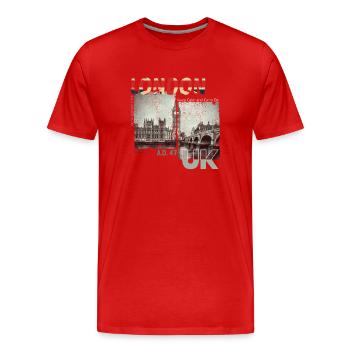 London UK Vintage - Männer Premium Bio T-Shirt - Rot - Vorne - Damien (186cm)