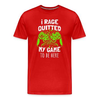 Rage Quit Gaming Spruch Gamer Humor für Zocker - Männer Premium Bio T-Shirt - Rot - Vorne - Damien (186cm)