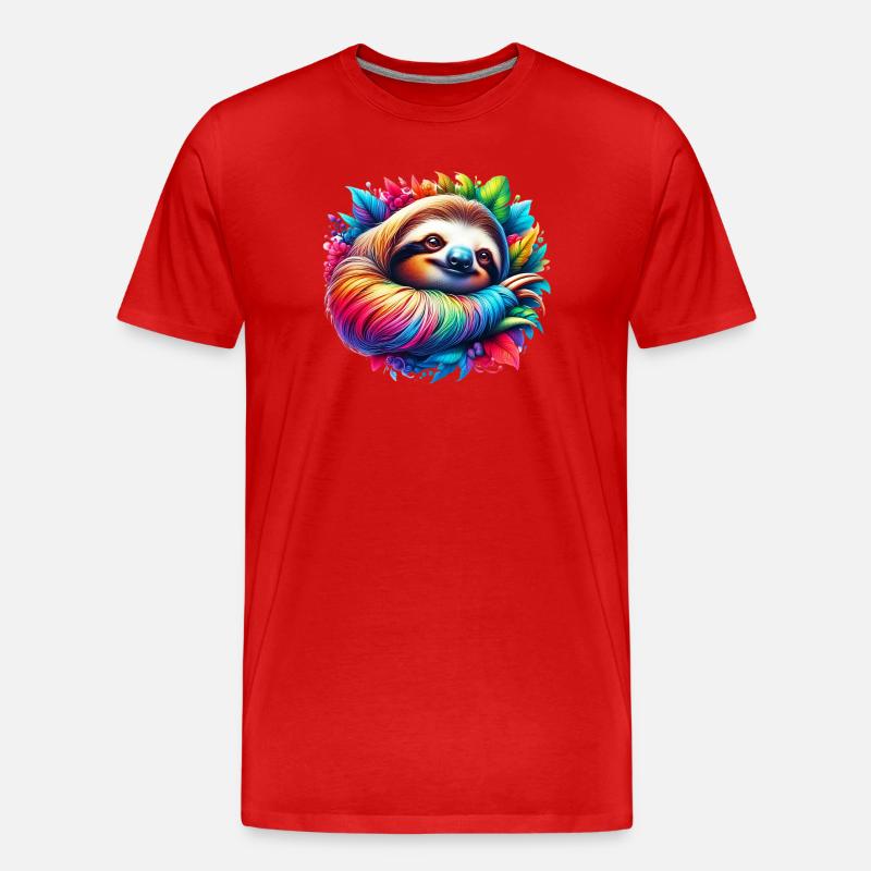 Faultier - Männer Premium Bio T-Shirt - Rot
