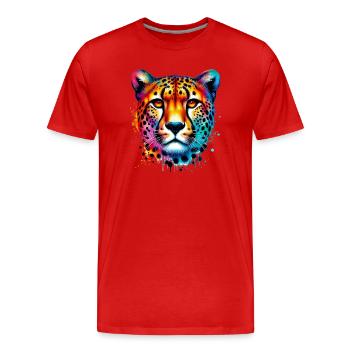 Guépard - T-shirt bio Premium Homme - rouge - Devant - Damien (186cm)