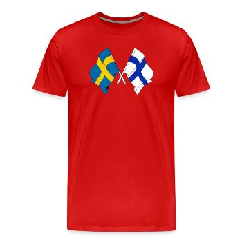 Flagge Schweden, Flagge Finnland - Männer Premium Bio T-Shirt - Rot - Vorne - Damien (186cm)