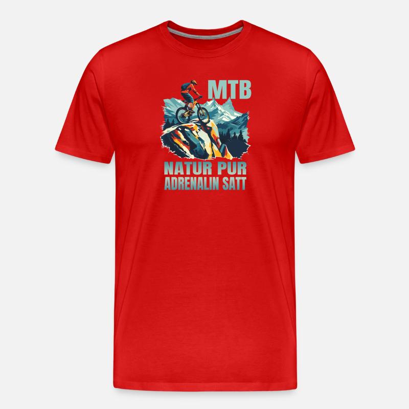 MTB: Natur pur - Adrenalin satt - Männer Premium Bio T-Shirt - Rot