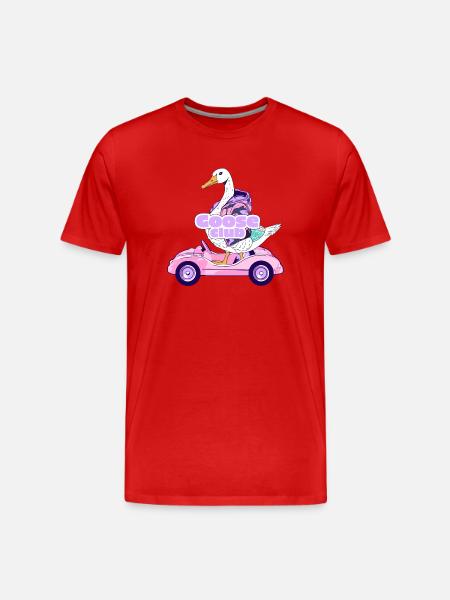 Whimsical Goose Club Ride Design - Men's Premium Organic T-Shirt - red