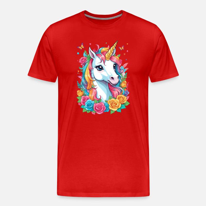 Süßes Einhorn - Männer Premium Bio T-Shirt - Rot