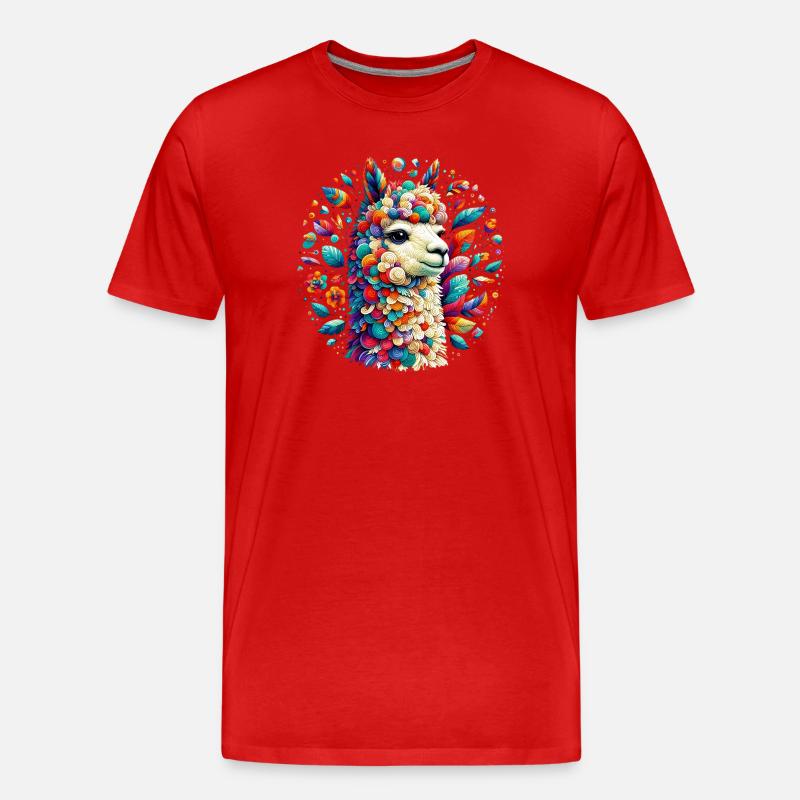 Alpaka - Männer Premium Bio T-Shirt - Rot