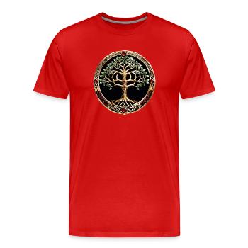 Eleganter und edler Lebensbaum mit keltischem Knoten. - Männer Premium Bio T-Shirt - Rot - Vorne - Damien (186cm)