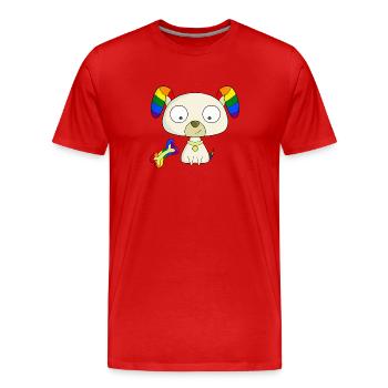Regenbogen-Welpe - Männer Premium Bio T-Shirt - Rot - Vorne - Damien (186cm)