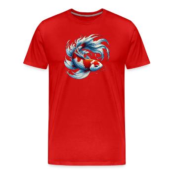 Japanischer japanischer Koi-Karpfenfisch - Männer Premium Bio T-Shirt - Rot - Vorne - Damien (186cm)