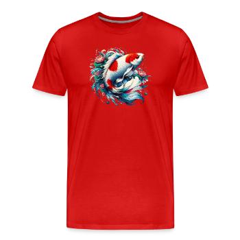 Japanischer japanischer Koi-Karpfenfisch - Männer Premium Bio T-Shirt - Rot - Vorne - Damien (186cm)